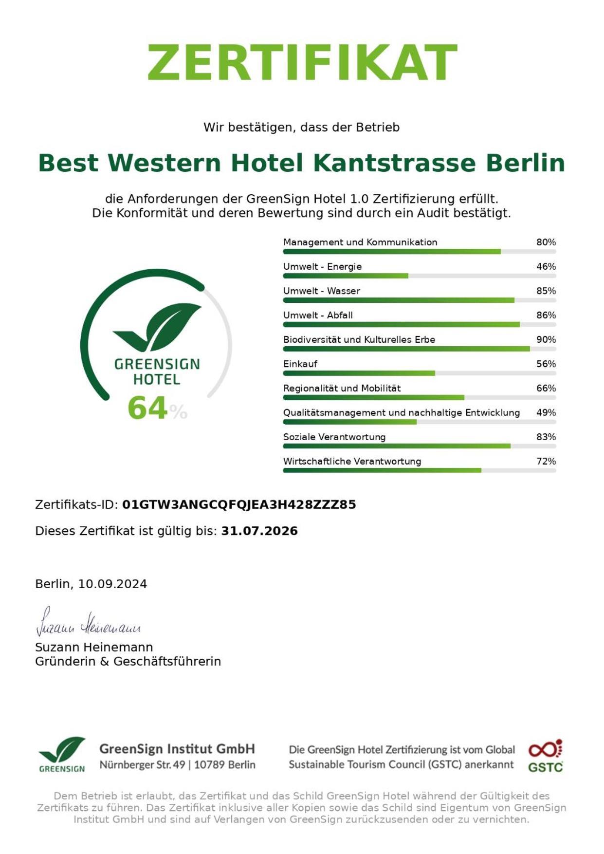 Best Western Hotel Kantstrasse Берлін Екстер'єр фото